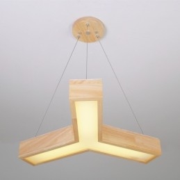 Lampada a sospensione triangolare in legno e acrilico, cavo regolabile 1,2 m