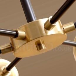 Lampadario a sospensione in ottone con paralumi in vetro stile rustico retrò vintage