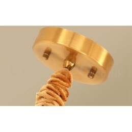 Lampada a sospensione rustica vintage in ottone con paralume in tessuto E14
