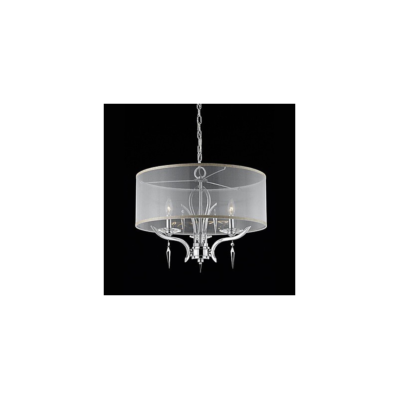 Lampadario moderno in cristallo con 3 luci e paralume semitrasparente