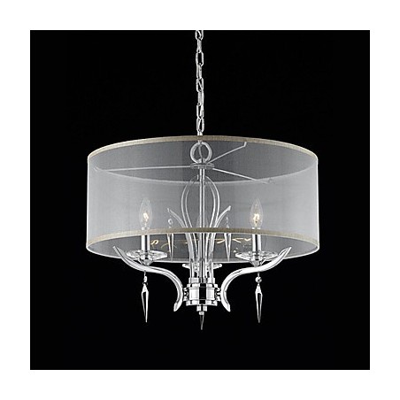 Lampadario moderno in cristallo con 3 luci e paralume semitrasparente