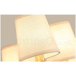 Lampadario a sospensione in ottone con paralumi in tessuto, rustico retrò vintage