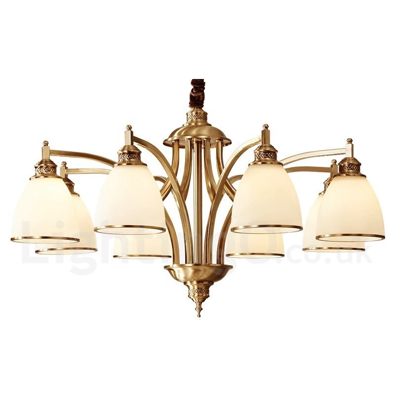 Lampadario a sospensione in ottone e vetro rustico retrò vintage