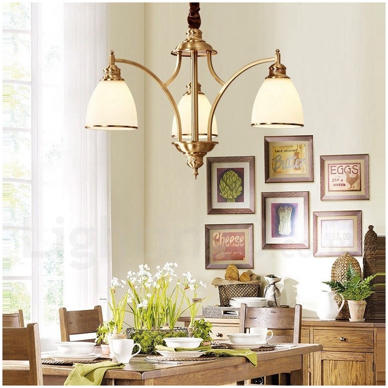 Lampadario a sospensione in ottone e vetro rustico retrò vintage