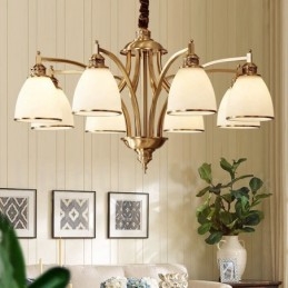 Lampadario a sospensione in ottone e vetro rustico retrò vintage