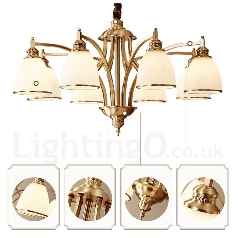 Lampadario a sospensione in ottone e vetro rustico retrò vintage