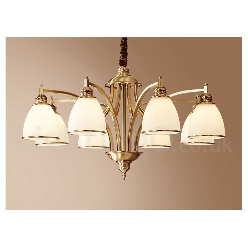 Lampadario a sospensione in ottone e vetro rustico retrò vintage