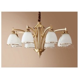 Lampadario a sospensione in ottone e vetro rustico retrò vintage