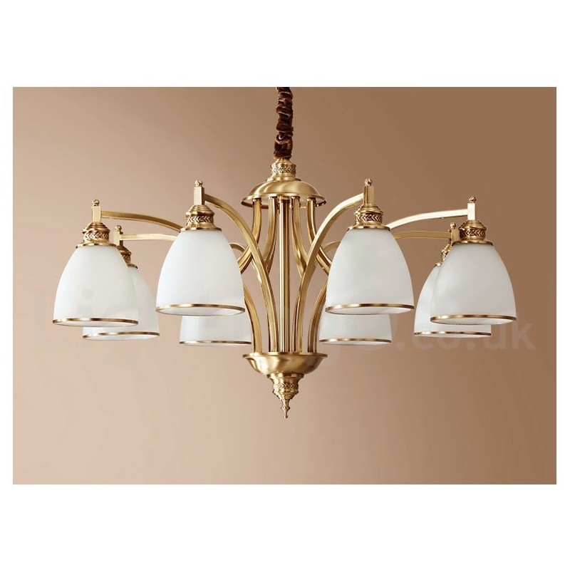 Lampadario a sospensione in ottone e vetro rustico retrò vintage
