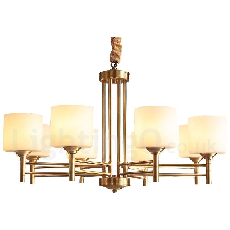 Lampadario a sospensione in ottone e vetro, rustico retrò vintage, 3/5/6/8/10 luci