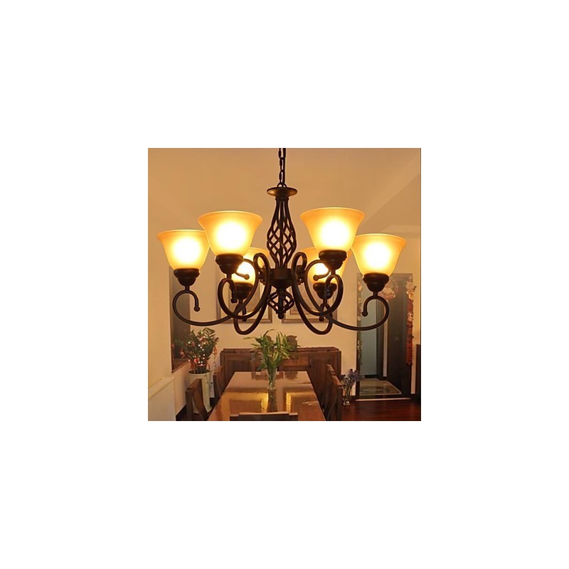 Lampadario rustico vintage in metallo e vetro per camera bambini