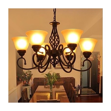 Lampadario rustico vintage in metallo e vetro per camera bambini