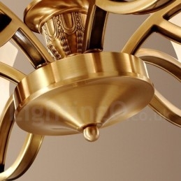 Lampadario a sospensione in ottone con paralumi in vetro, rustico retrò vintage