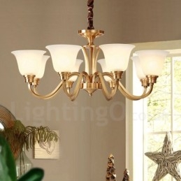 Lampadario a sospensione in ottone massiccio rustico retrò vintage con paralumi in vetro