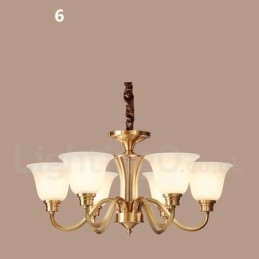Lampadario a sospensione in ottone massiccio rustico retrò vintage con paralumi in vetro