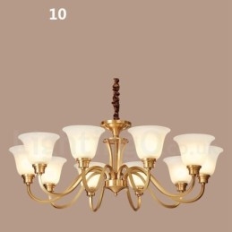 Lampadario a sospensione in ottone massiccio rustico retrò vintage con paralumi in vetro
