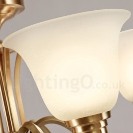 Lampadario a sospensione in ottone massiccio rustico retrò vintage con paralumi in vetro
