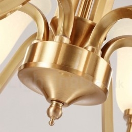 Lampadario a sospensione in ottone massiccio rustico retrò vintage con paralumi in vetro