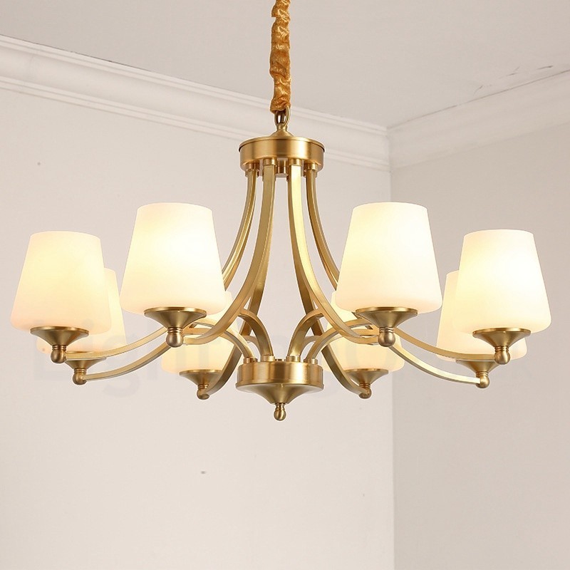 Lampadario a sospensione grande in ottone e vetro, rustico retrò vintage, 3/6/8/10 luci