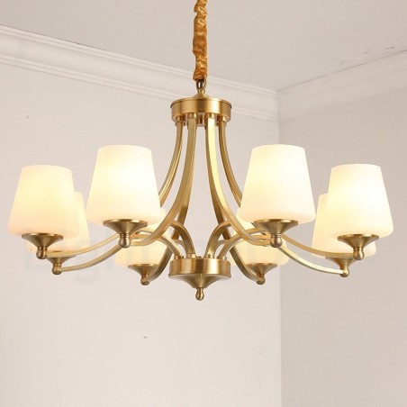 Lampadario a sospensione grande in ottone e vetro, rustico retrò vintage, 3/6/8/10 luci