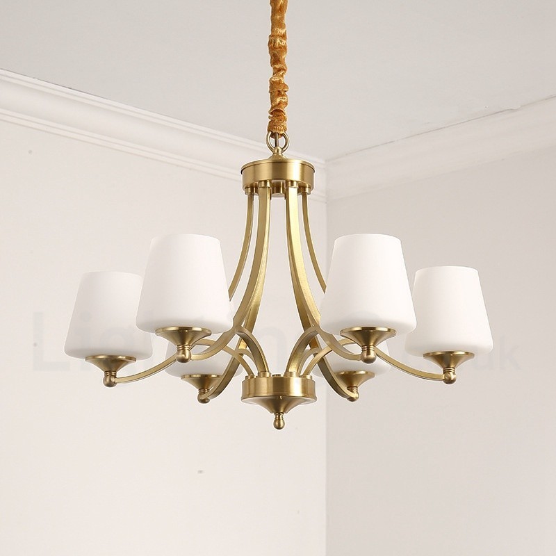 Lampadario a sospensione grande in ottone e vetro, rustico retrò vintage, 3/6/8/10 luci