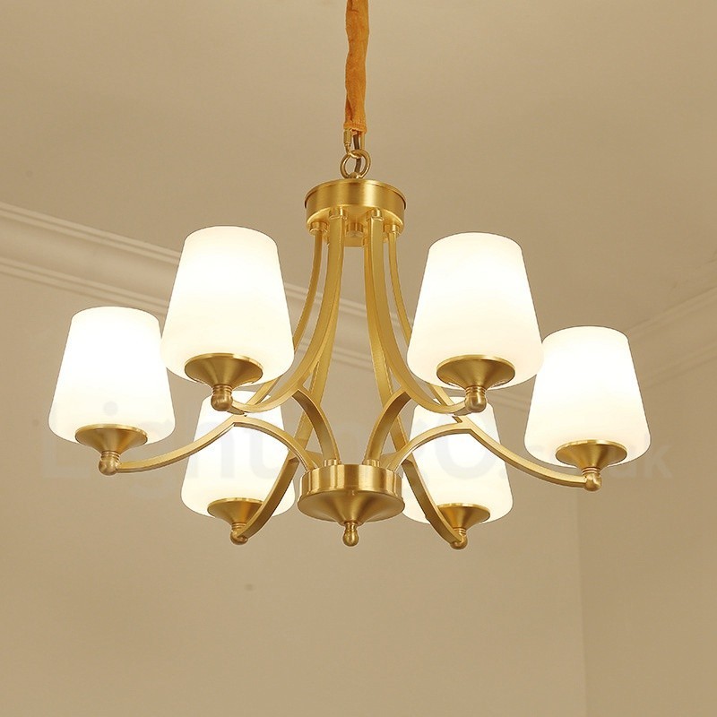 Lampadario a sospensione grande in ottone e vetro, rustico retrò vintage, 3/6/8/10 luci