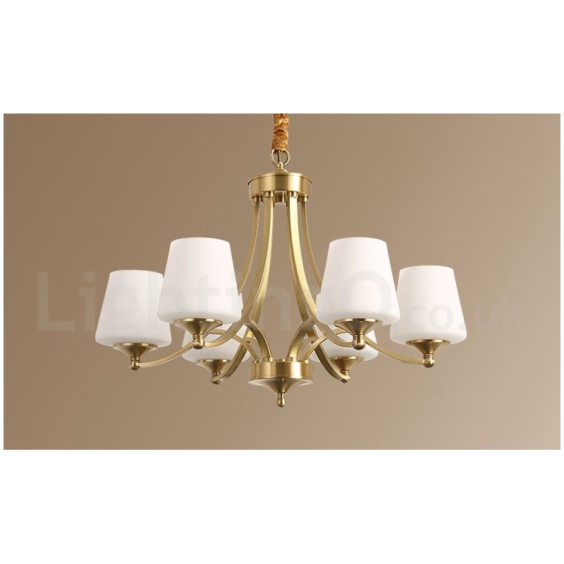 Lampadario a sospensione grande in ottone e vetro, rustico retrò vintage, 3/6/8/10 luci