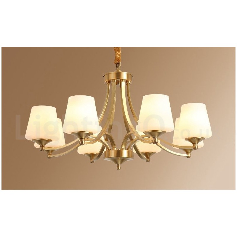 Lampadario a sospensione grande in ottone e vetro, rustico retrò vintage, 3/6/8/10 luci