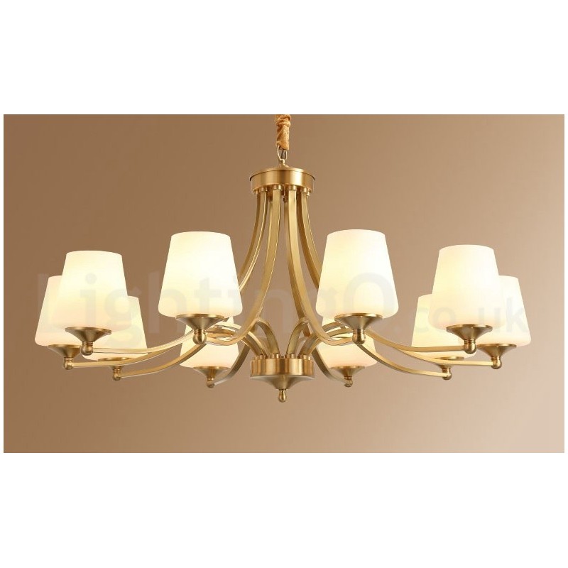 Lampadario a sospensione grande in ottone e vetro, rustico retrò vintage, 3/6/8/10 luci