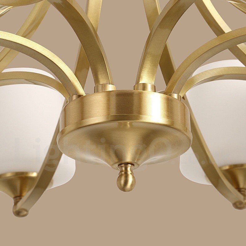 Lampadario a sospensione grande in ottone e vetro, rustico retrò vintage, 3/6/8/10 luci