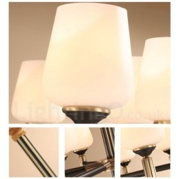 Lampadario a sospensione in ottone con paralumi in vetro, stile rustico retrò vintage