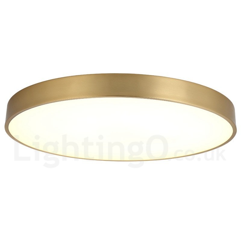 Plafoniera LED rotonda in ottone ultra sottile dimmerabile con paralume in acrilico, 4 cm