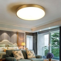 Plafoniera LED rotonda in ottone ultra sottile dimmerabile con paralume in acrilico, 4 cm
