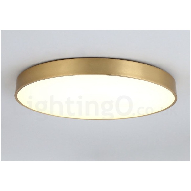 Plafoniera LED rotonda in ottone ultra sottile dimmerabile con paralume in acrilico, 4 cm