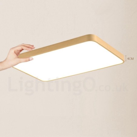 Plafoniera a filo rettangolare in ottone con paralume in acrilico, LED, dimmerabile, ultra sottile