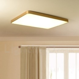 Plafoniera a filo rettangolare in ottone con paralume in acrilico, LED, dimmerabile, ultra sottile