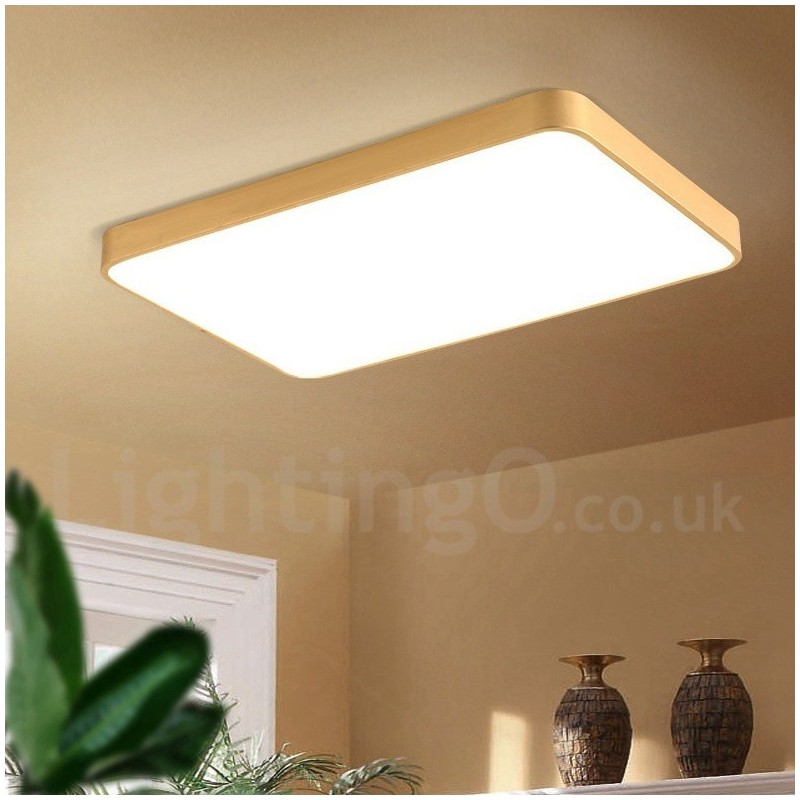 Plafoniera a filo rettangolare in ottone con paralume in acrilico, LED, dimmerabile, ultra sottile