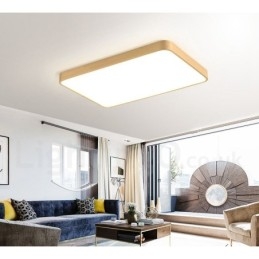 Plafoniera a filo rettangolare in ottone con paralume in acrilico, LED, dimmerabile, ultra sottile