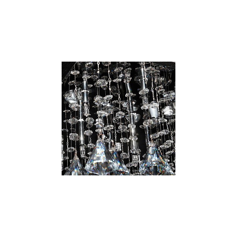 Lampadario classico in metallo cromato e cristallo trasparente 34 cm