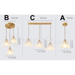 Lampada a sospensione rustica nordica in ottone con paralume in vetro