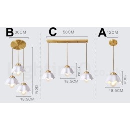 Lampada a sospensione rustica nordica in ottone e ceramica, catena/corda 120 cm