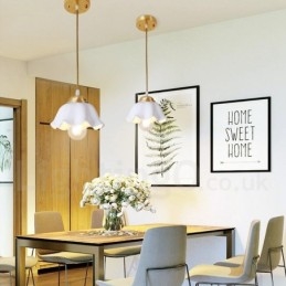 Lampada a sospensione rustica nordica in ottone e ceramica, catena/corda 120 cm