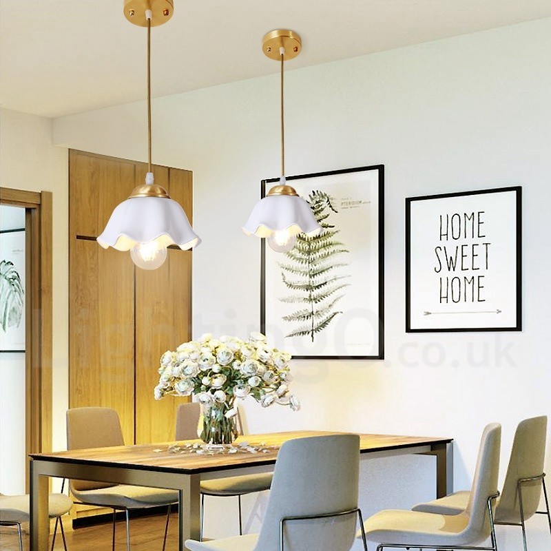 Lampada a sospensione rustica nordica in ottone e ceramica, catena/corda 120 cm