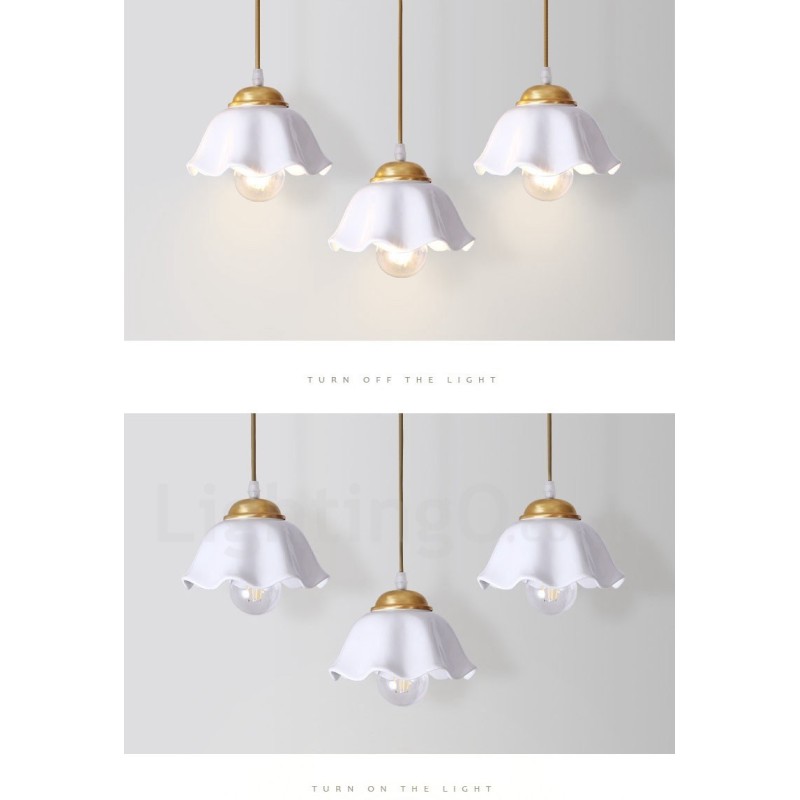 Lampada a sospensione rustica nordica in ottone e ceramica, catena/corda 120 cm
