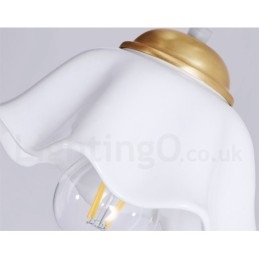 Lampada a sospensione rustica nordica in ottone e ceramica, catena/corda 120 cm