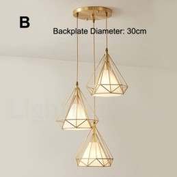 Lampada a sospensione rustica nordica in ottone con paralume in tessuto