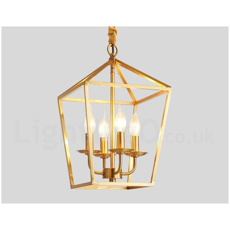 Lampada a sospensione rustica vintage in ottone puro E14 28 x 40 cm