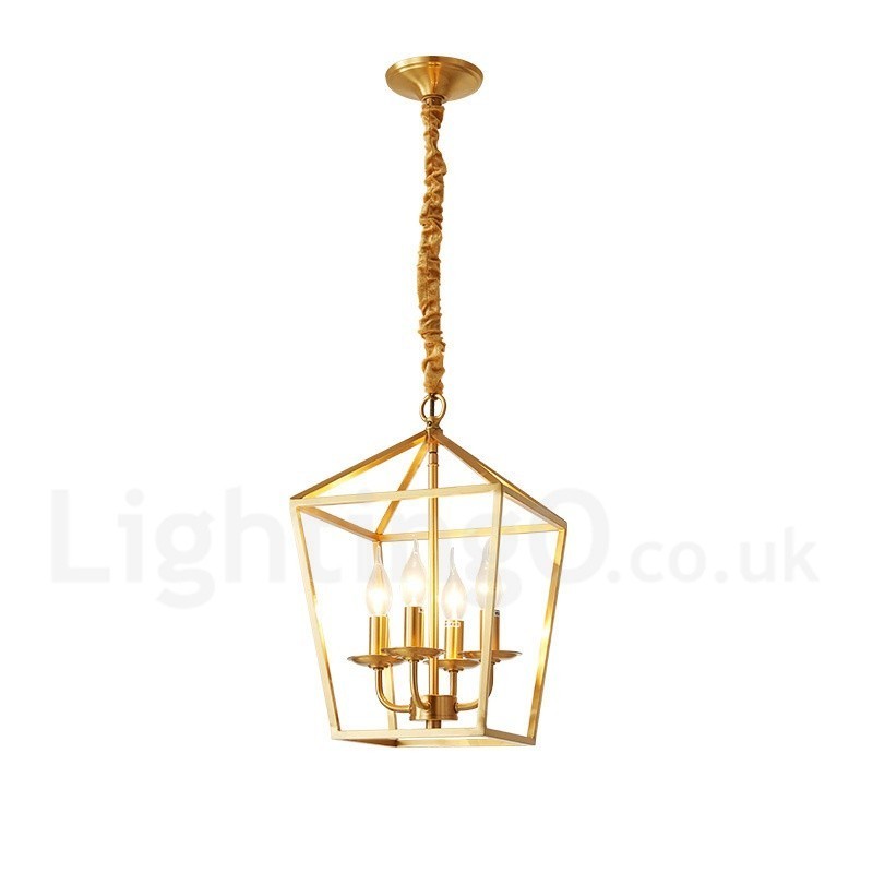 Lampada a sospensione rustica vintage in ottone puro E14 28 x 40 cm