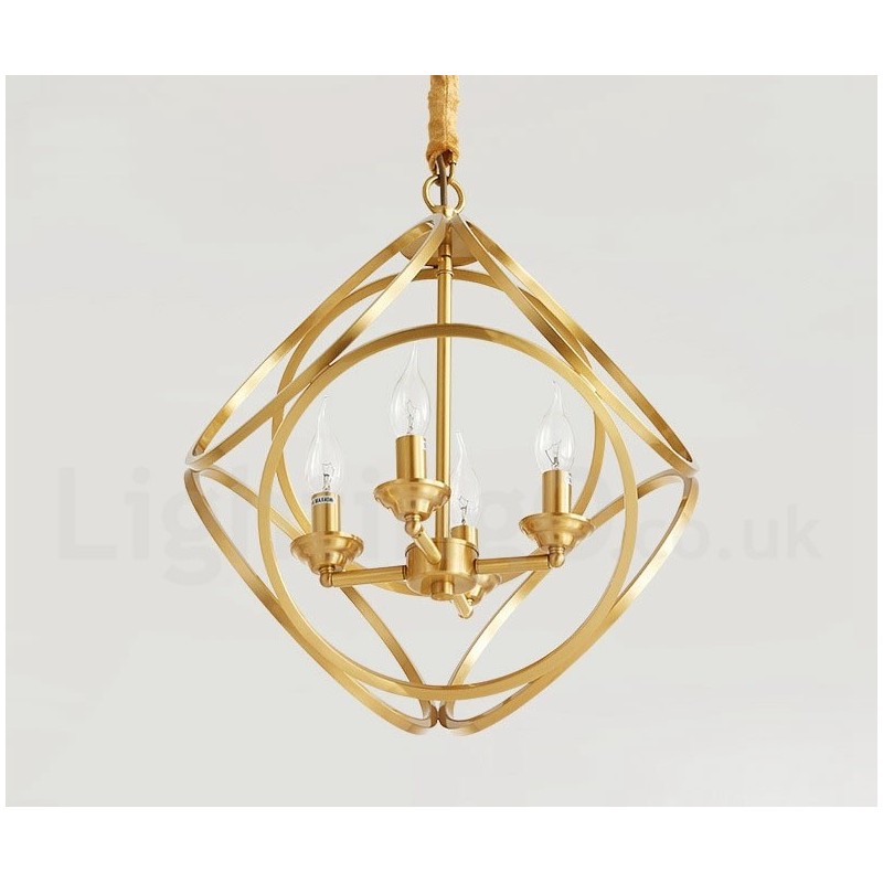Lampada a sospensione rustica vintage in ottone, 44 x 48 cm, attacco E14, catena 50 cm