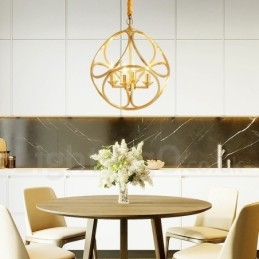 Lampada a sospensione rustica vintage in ottone, 44 x 48 cm, attacco E14, catena 50 cm